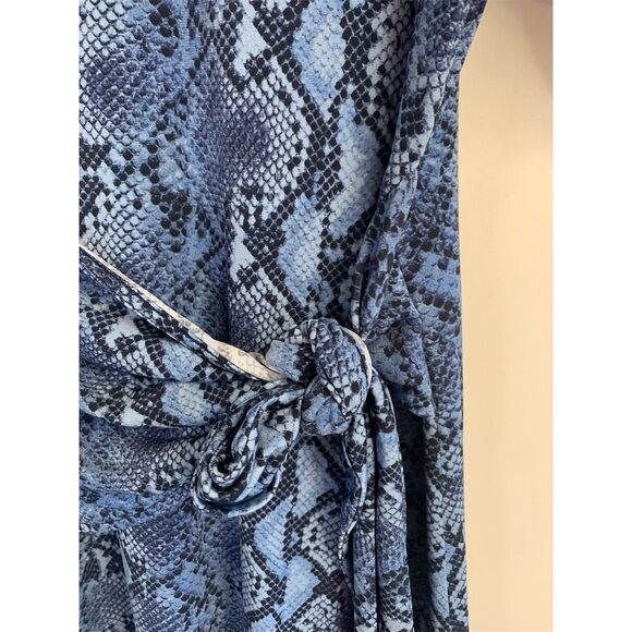 Michael Kors Women's Blue Snake Print Tie Waist Dress Size M - Picture 6 of 9